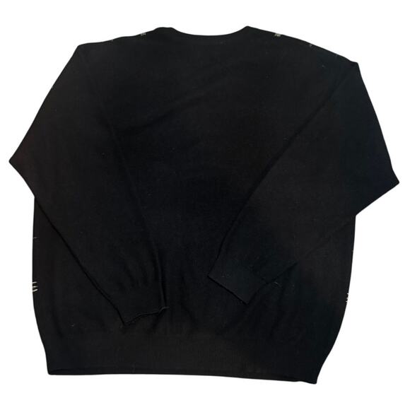 Alan Flusser Golf Pure Cashmere Sweater XXL Black Windowpane V-Neck - Picture 3 of 5